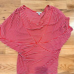 Bordeaux Coral and Tan Striped Shirt